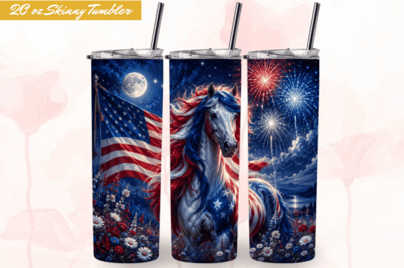 Download Patriotic Horse Sunset USA Tumbler Wraps - Tumbler Collection
