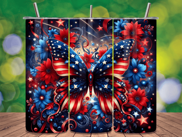 Download Stars and Stripes Floral Tumbler Wrap - Tumbler Collection