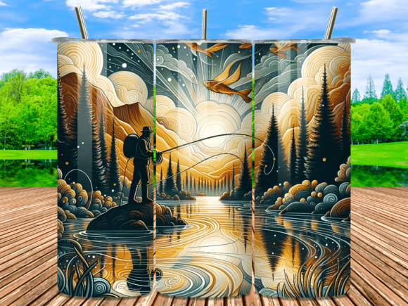 Download Vintage Sunset Fisherman Tumbler Wrap - Tumbler Collection