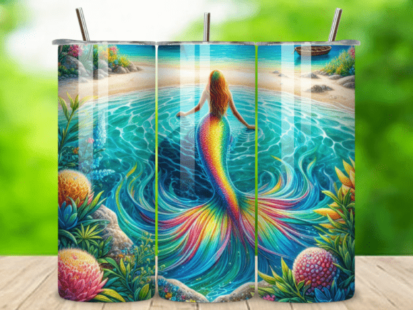 Download Mermaid Ocean Nautical Tumbler Wrap V.2 - Tumbler Collection