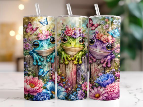 Download Cute Floral Frog 20oz Tumbler Wrap PNG - Tumbler Collection