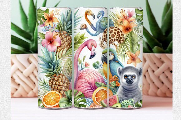 Download Watercolor Tropical Animal Tumbler Wrap - Tumbler Collection