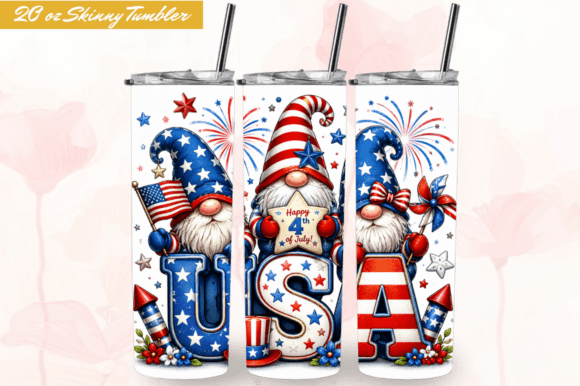 Download 4th of July Gnome 20oz Tumbler Wraps PNG - Tumbler Collection