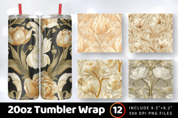 Download Ornamental Cream Tulip Tumbler Wrap - Tumbler Collection