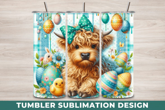 Download Easter Highland Cow Tumbler Wrap Design - Tumbler Collection