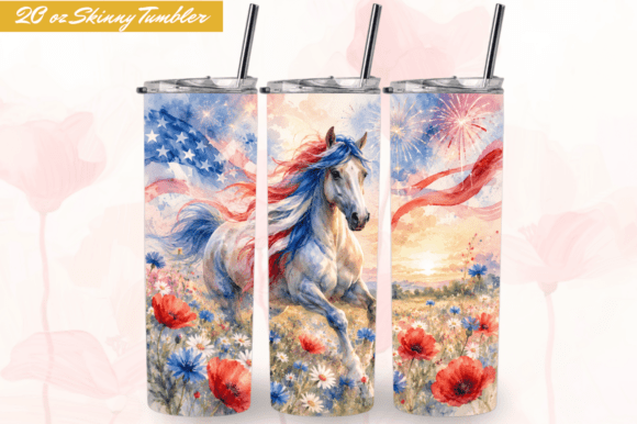 Download Patriotic Horse Sunset USA Tumbler Wraps - Tumbler Collection