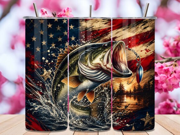 Download Patriotic US Flag Bass Fishing Tumbler - Tumbler Collection
