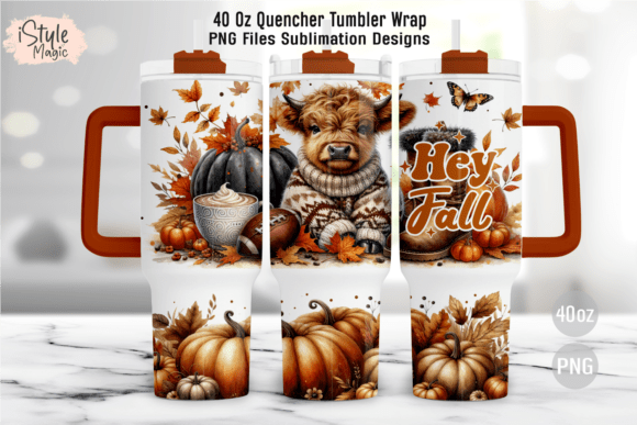 Download Fall Autumn Cow 40 Oz Tumbler Wrap PNG - Tumbler Collection