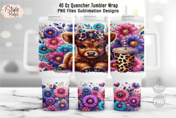 Download Baby Highland Cow 40oz Tumbler Wrap PNG - Tumbler Collection