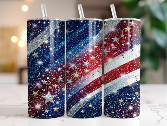 Download Red White Blue Glitter USA Tumbler Wrap - Tumbler Collection