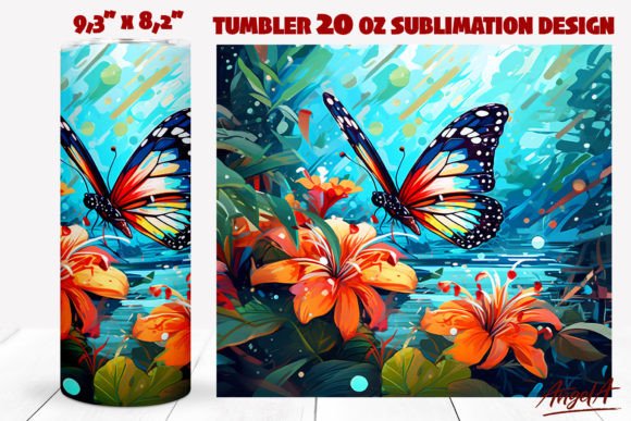 Download Flying Butterfly Tumbler Wrap, Summer - Tumbler Collection