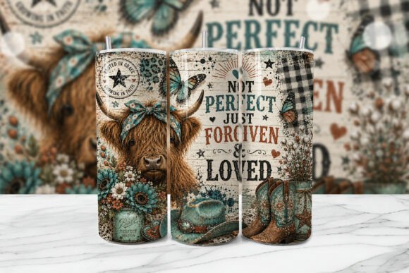 Download Forgiven Loved Highland Cow Tumbler Wrap - Tumbler Collection