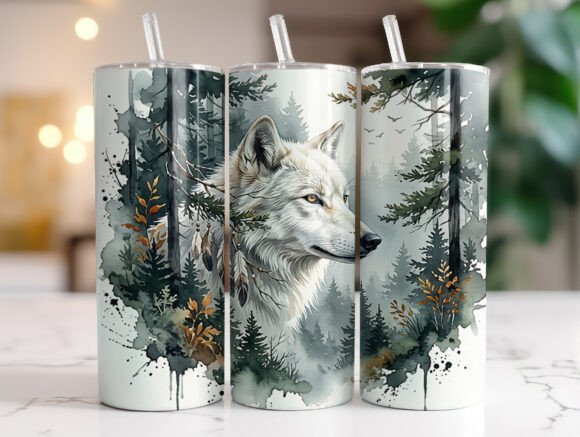 Download White Wolf Forest 20oz Tumbler Wrap PNG - Tumbler Collection