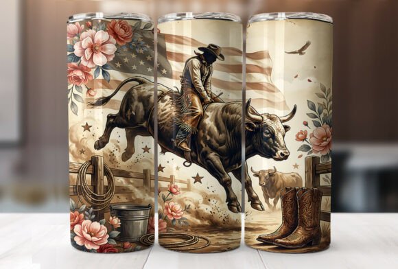 Download Bull Rider Americana 20oz Tumbler Wrap - Tumbler Collection
