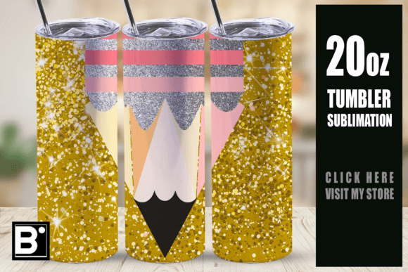 Download Glitter Pencil Teacher Tumbler Wrap 20oz - Tumbler Collection