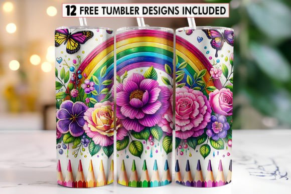 Download Glitter Pencil Teacher Tumbler Wrap - Tumbler Collection