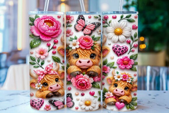 Download Inflated Highland Cow Tumbler Wrap PNG - Tumbler Collection