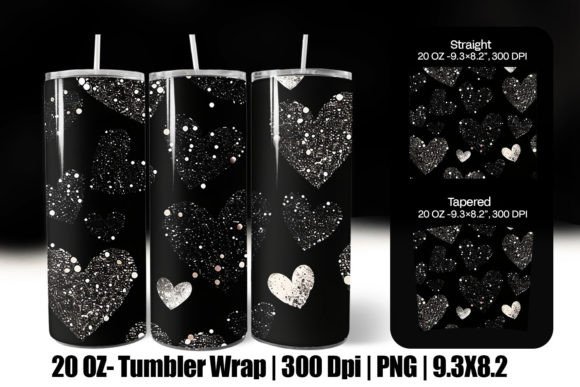 Download Black Valentine Heart Tumbler Wrap Png - Tumbler Collection