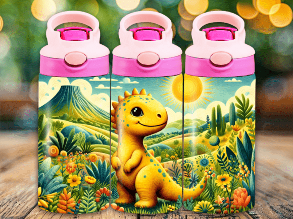 Download Cute Dinosaur Flip Top Kids Tumbler Wrap - Tumbler Collection