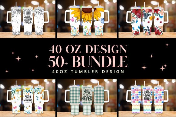 Download Flower Theme 40oz Tumbler Design Bundle - Tumbler Collection