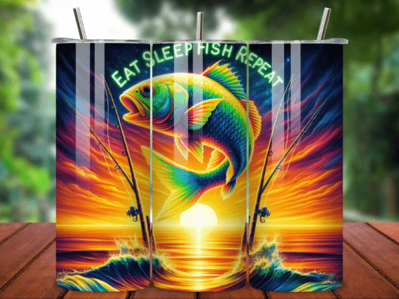 Download Eat Sleep Fish Repeat Tumbler Wrap V.2 - Tumbler Collection
