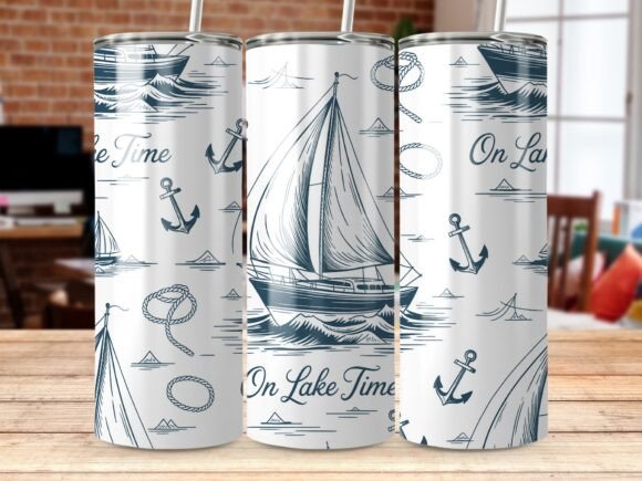 Download On Lake Time Nautical Tumbler Wrap PNG - Tumbler Collection