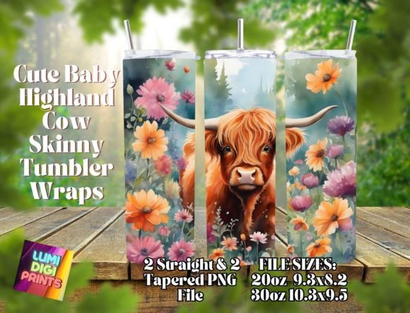 Download Highland Cow Watercolor Tumbler Wrap PNG - Tumbler Collection
