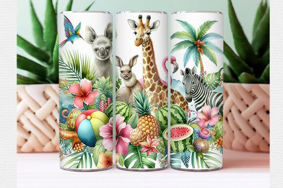 Download Watercolor Tropical Animal Tumbler Wrap - Tumbler Collection