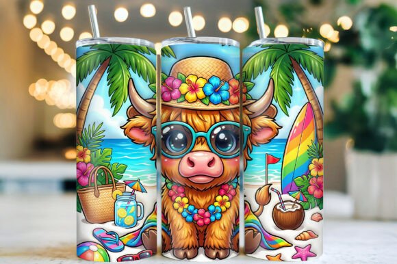 Download Summer Highland Cow Tumbler Wrap - Tumbler Collection