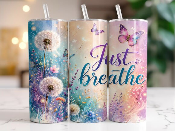 Download Just Breathe Dandelion Tumbler Wraps PNG - Tumbler Collection