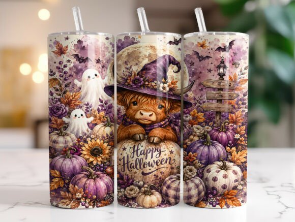 Download 20oz Halloween Highland Cow Tumbler Wrap - Tumbler Collection