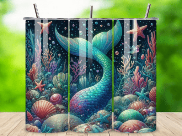 Download Mermaid Ocean Nautical Tumbler Wrap V.5 - Tumbler Collection