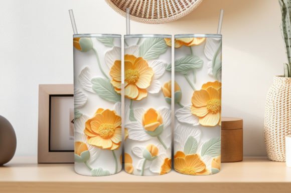 Download 3D White Yellow Flowers Tumbler PNG File - Tumbler Collection