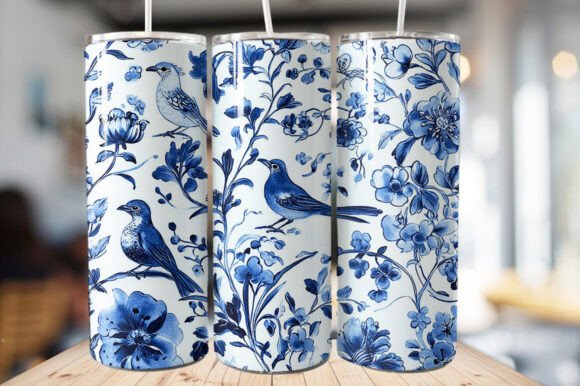 Download Vintage Bird &amp; Flowers Tumbler Wrap - Tumbler Collection