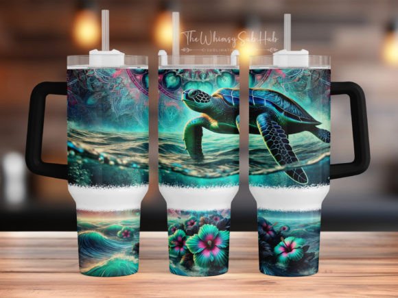 Download Sea Turtle 40 Oz Quencher Tumbler Wrap - Tumbler Collection
