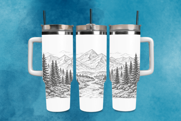 Download Mountain River Laser Tumbler Wrap SVG - Tumbler Collection
