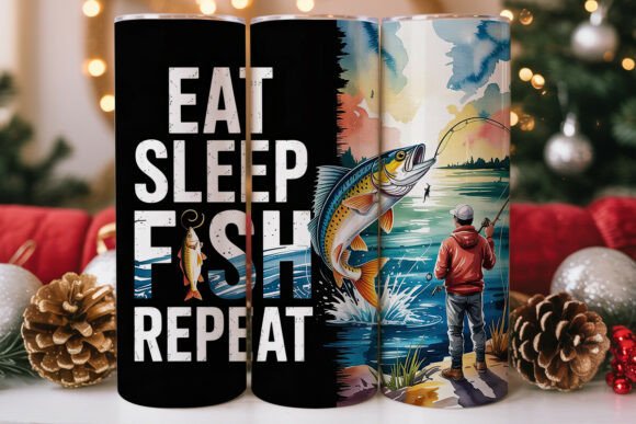 Download Eat Sleep Fish Repeat Skinny Tumbler - Tumbler Collection