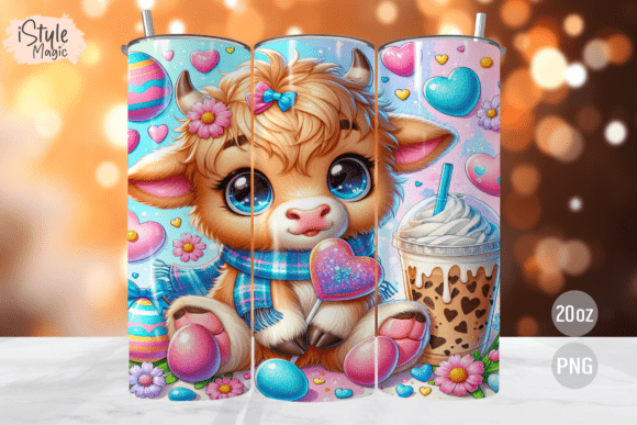Download Easter Highland Cow Tumbler Wrap PNG - Tumbler Collection