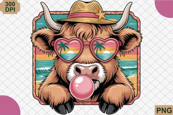 Download Funny Highland Cow Summer PNG - Premium Resources