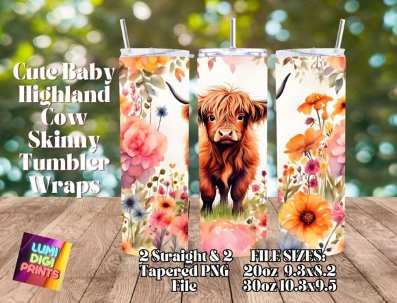 Download Highland Cow Watercolor Tumbler Wrap PNG - Tumbler Collection
