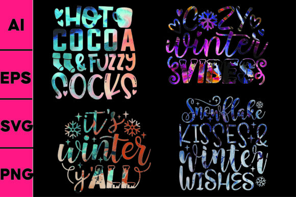 Download Winter Typography Quote Svg Bundle-4in1. - 4in1 Collection
