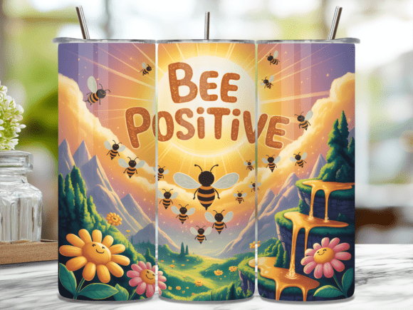 Download Bee Positive Inspirational Tumbler Wrap - Tumbler Collection