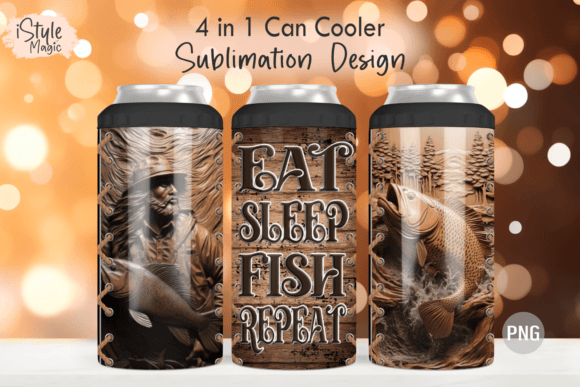 Download Eat Sleep Fish Repeat Tumbler Wrap PNG - Tumbler Collection