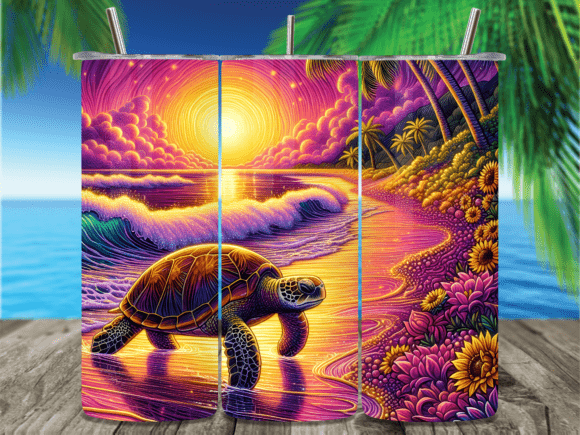 Download Turtle Sunset Beach Tropical Tumbler PNG - Tumbler Collection