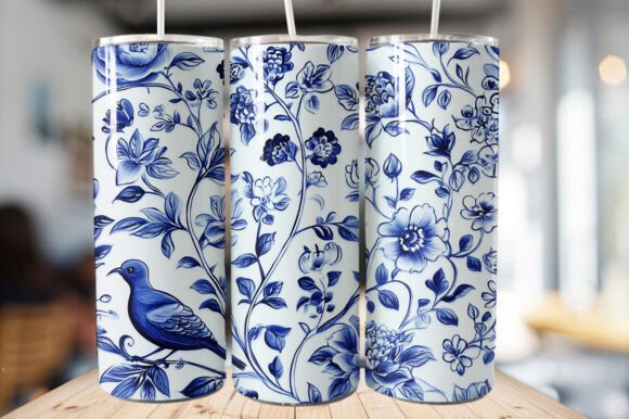 Download Vintage Bird &amp; Flowers Tumbler Wrap - Tumbler Collection
