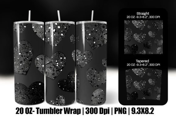 Download Black Valentine Heart Tumbler Wrap Png - Tumbler Collection