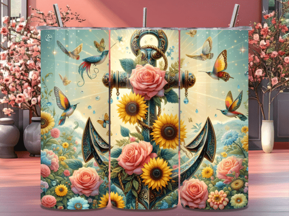 Download Sunflower Anchor Nautical Tumbler Wrap - Tumbler Collection