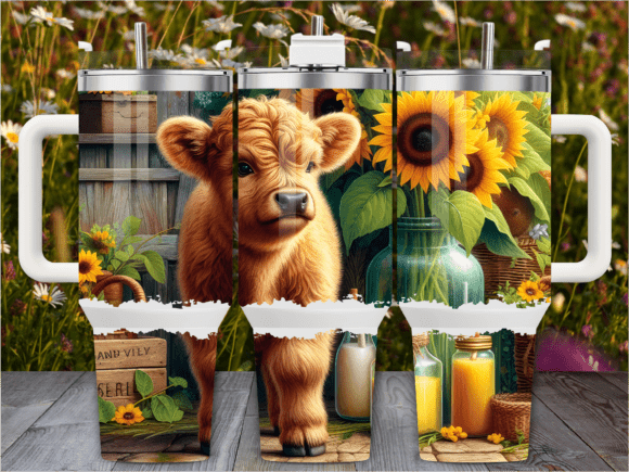Download Farmhouse Highland Cow 40oz Tumbler Wrap - Tumbler Collection