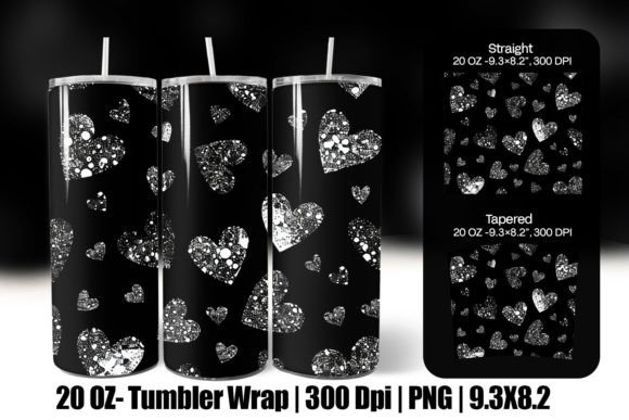 Download Black Valentine Heart Tumbler Wrap Png - Tumbler Collection