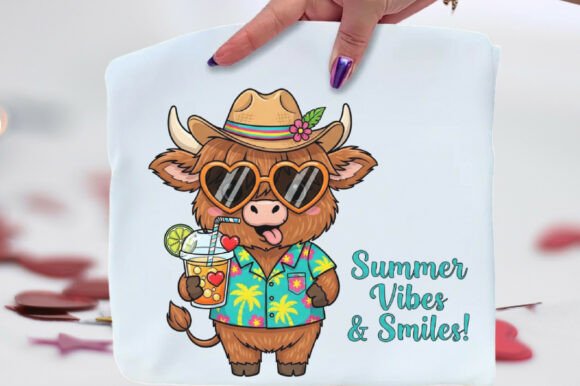 Download Cute Highland Cow Summer PNG - Premium Resources